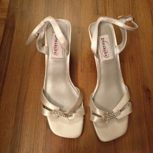 Dyeables satin rhinestone jewel dress shoes heels